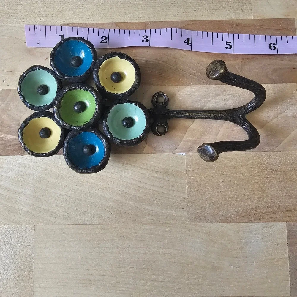 Melded poppies Flower Wall Hooks Decorative Metal Hanger Key Holder Set 3 PCS